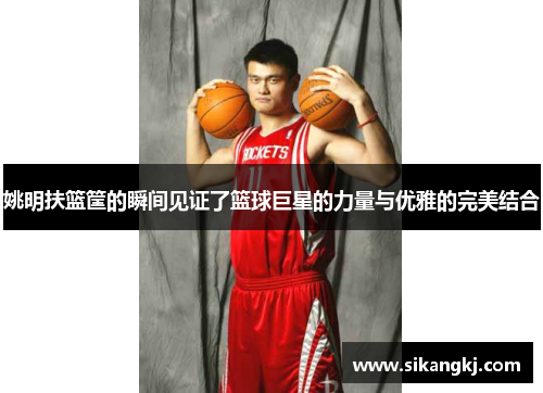 姚明扶篮筐的瞬间见证了篮球巨星的力量与优雅的完美结合